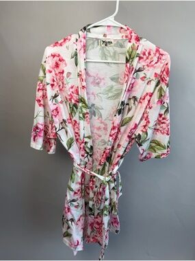 Show Me You Mumu Floral Kimono Robe OS Short Sleeve Tie Waist Loungewear